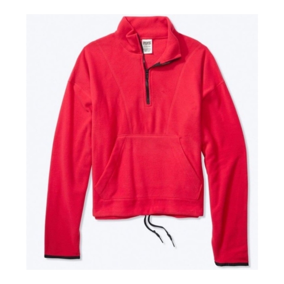 NWT Victoria Secret PINK Half Zip Jacket Fleece Jacket Large Red - Picture 4 of 5